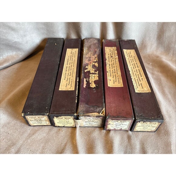 Lot of 5 MELODEE Song Rolls of Vintage Player Piano Roll in Box - Picture 2 of 12